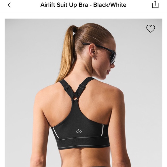 ALO Yoga Black and White Sports Bra - Picture 2 of 5